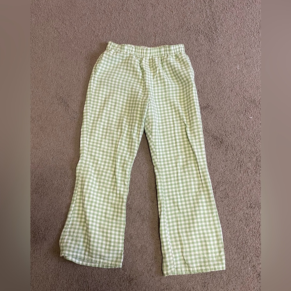 Light green gingham pants